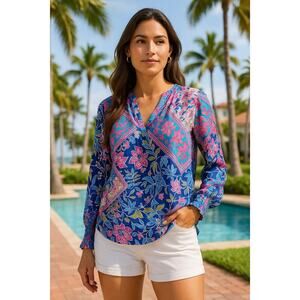 Alice & Trixie Silk Boho Floral Blouse - Size Small